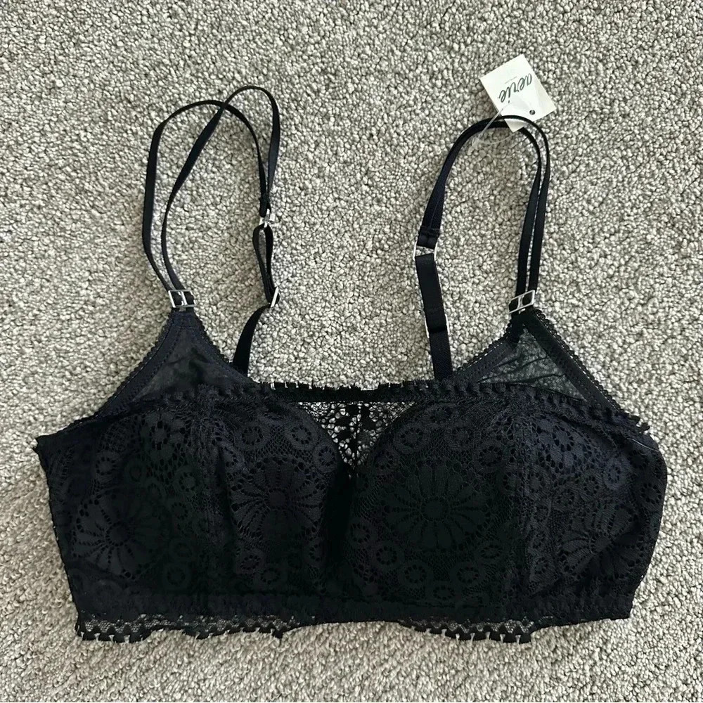 NWT Aerie Real Power Wireless Lace Bra (Black, 32C)